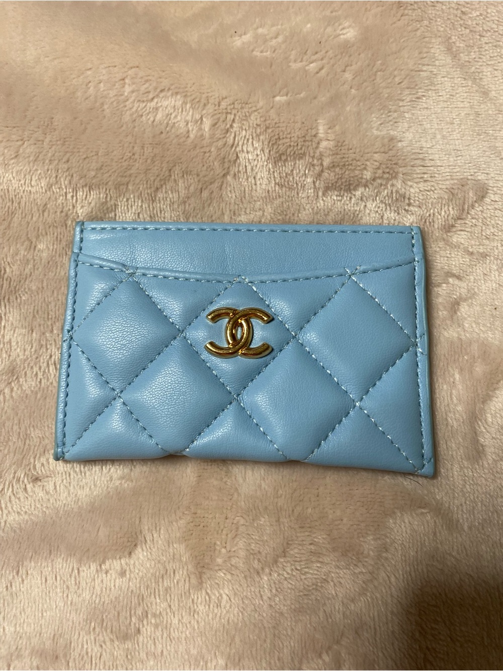 ChaneI Cardholder Light Blue with Gold-Tone Hardware NEW !!
